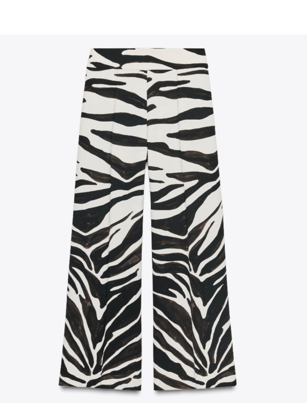 Zara Black & White Zebra-Print Wide-Leg Pants - Picture 6 of 7